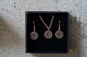 Hand Stamped Tui Pendant/Earrings (Copper Plated)