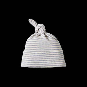 Cotton Knotted Beanie - Grey Marl Stripe