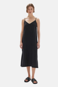 Vallory Linen Slip Dress | Black