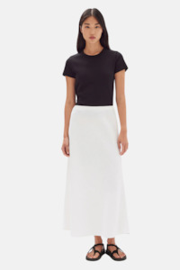 Stella Linen Bias Skirt | White