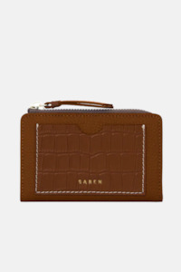 Womenswear: Wednesday Wallet | Tan + Croc + White Stitch