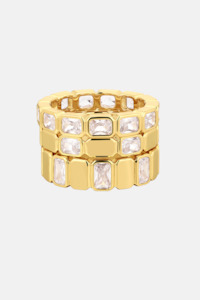 Bianca Bezel Ring Set | Gold