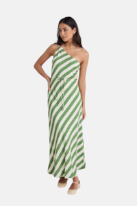 Fame Apple Stripe One Shoulder Bias Slip Dress