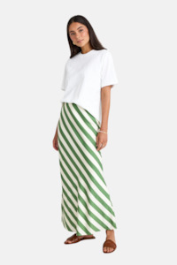 Breathe Apple Stripe Bias Maxi Skirt