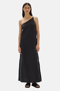 Womenswear: Farriday Linen Silk Asymmetric Midi Dress | Black