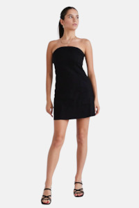 Coast Black Linen Blend Strapless Mini Dress