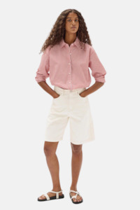 Womenswear: Signature Poplin Shirt | Papaya/White Stripe