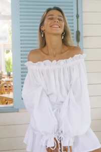 Womenswear: Agnus Off Shoulder Top | White