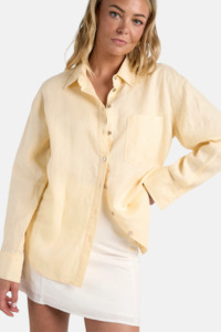 Womenswear: Optimum Lemon Linen Oversized Shirt