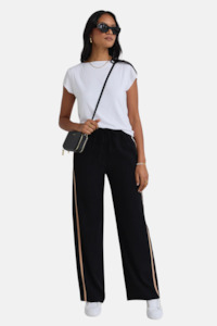 Womenswear: Confidant Black Stripe Leg Crepe Wide Pants