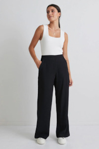 Best Life Black Soft Crepe Wide Leg Pant