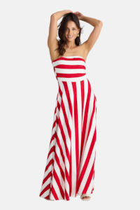 Womenswear: Thandie Strapless Dress | Red Stripe