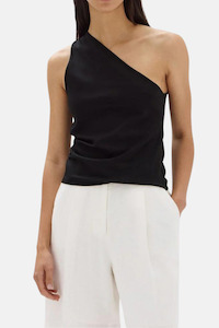 Orchid Jersey One Shoulder Top | Black