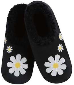 Slumbies - Women's Small Simply Daisy All Day Black Foot Covering