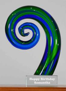 Old Product: Personalised Koru Punga Green Blue 15 cm