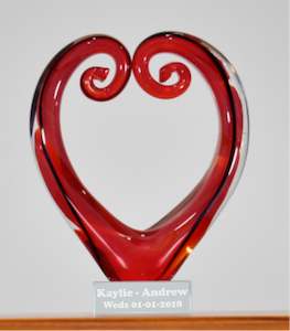 Personalised Koru Heart Red Black 15 cm