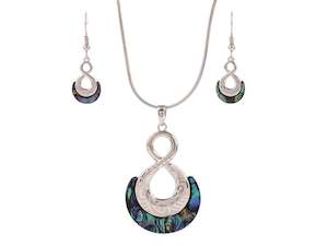 Kiwicraft Paua Pendant Set with Box - Pikorua Twist