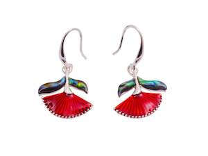 Kiwiana Jewellery: Kiwicraft Pohutukawa Paua Earrings with Box