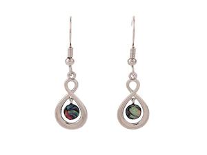 Kiwiana Jewellery: Kiwicraft Rhodium Twist with Paua Shell Earrings with Box