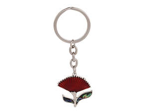 Kiwiana Other: Kiwicraft Paua Shell Keyring - Pohutukawa