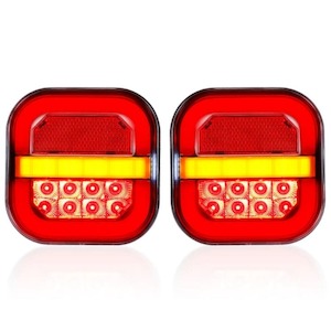 [2 Pack] 28 LED Square 12V/24V Tail Light Set, Sequential Indicators