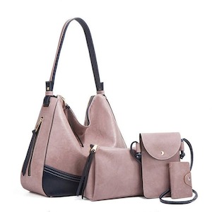 Delphine 4pc Tote Bag With Crossbody Bag, Zip Wallet and Card Holder