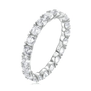 V Jewellery - Zircon Cut Gems S925 Sterling Silver Ring, White Gold Plated, R295