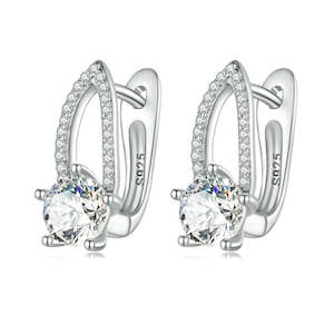 V Jewellery - S925 Sterling Silver Outline Earrings, White Gold Plated, E732