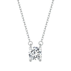 V Jewellery - S925 Sterling Silver Moissanite Stone Dual Link Necklace, 6.5mm 1.…