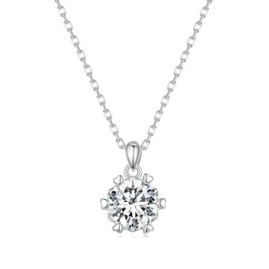 V Jewellery - S925 Sterling Silver Moissanite Stone Heart Necklace, 6.5mm 1.0ct …