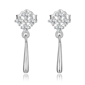 V Jewellery - S925 Sterling Silver 4 Stone Pendant Earrings, E600