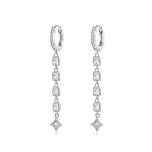 V Jewellery - S925 Sterling Silver 5 Hanging Jewel Earrings, E583