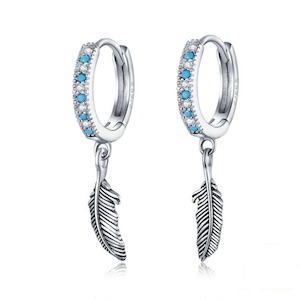 V Jewellery - S925 Sterling Silver Ring Feather Earrings, E898