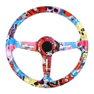 Sim Racing Dragon Graffiti Style Steering Wheel 35cm/70mm Bolt Spacing