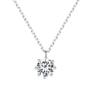 V Jewellery - S925 Sterling Silver, White Gold Plated 6.0mm 0.8ct Moissanite Sto…