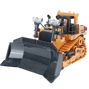 NC-258B RC Bulldozer, Metal Bucket, Engine Sounds, Headlights, Rubber Caterpillar Tracks