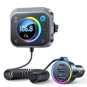 CL18 Bluetooth Wireless FM Transmitter, Lighter Socket 30W PD/18W QC Charger, 12V/24V