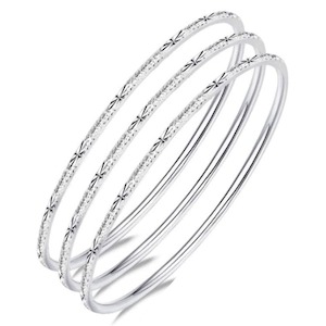 V Jewellery - 3 Pack Gypsophila Bracelet, Small Size, Silver Colour