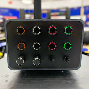 Sim Gear: RCNZ Sim Racing LED Button Box Controller, 8x Metal Momentary LED Buttons, 2x Rotary Encoders, 2x Toggle Switches