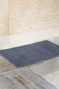 Unplugged Checkers Cornflower Entrance Mat