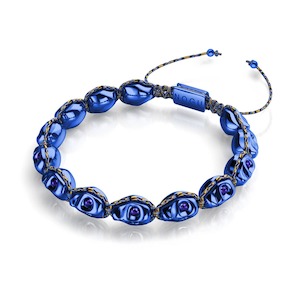 Midnight Mirage | Cobalt Skulls x Blue GloWeave | Macrame Bracelet