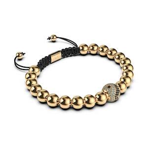 Balance | 18k Gold | Black | Crystal Yin Yang | Macrame Charmballa Bracelet