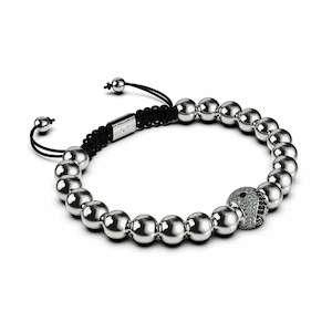 Symbolic Charms: Balance | Silver | Black | Crystal Yin Yang | Macrame Charmballa Bracelet