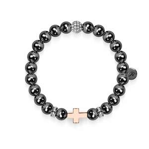 Gunmetal and 18k Rose Gold | Gilded Cross Bracelet