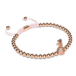 Pina Colada | 18k Rose Gold | Pink | Crystal Pineapple | Macrame Charmballa Bracelet