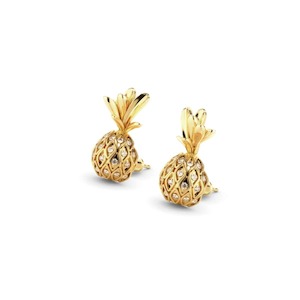 Pina Colada | Gold Vermeil | CZ Diamond Pineapple Earrings