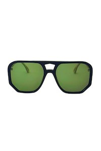 Wager - Black with Green Lenses