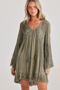 Dress: Aneesa Tunic - Olive Lurex