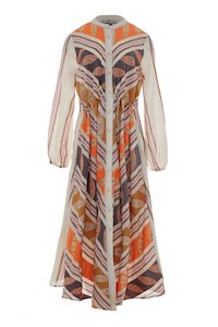 Dress: Devotion Tiffany Long Dress - Orange/Lilac