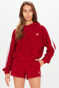 Collegiate Gia Crop Hoodie - Red